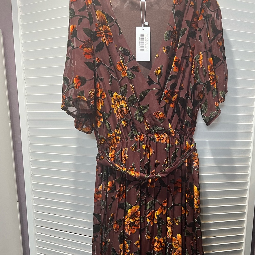 Baltic Born Burgundy Maxi Dress with Orange Floral Print